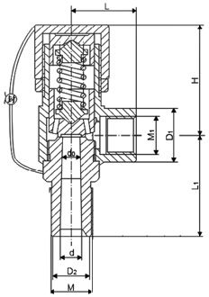 A21H微启式内螺纹安全阀 (尺寸图)