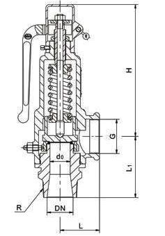 A27H弹簧微启式安全阀 (尺寸图)