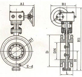 D343H金属硬密封蝶阀 (法兰连接尺寸图) 