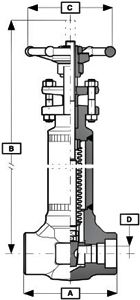 WZ61Y锻钢波纹管闸阀 (尺寸图) 