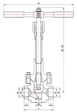 DJ61Y低温高压截止阀 (结构尺寸图) 
