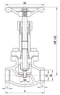 J61F低温焊接截止阀 (结构尺寸图) 