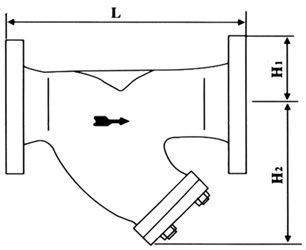 GL41H法兰式Y型过滤器 (尺寸图) 