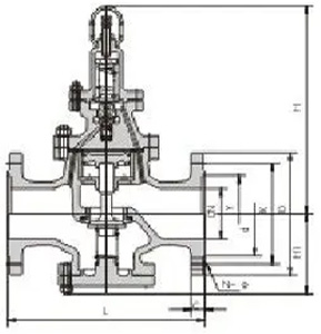 Y43H活塞式蒸汽减压阀  (尺寸图)