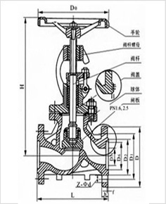 BJ41H夹套保温截止阀 (结构尺寸图)