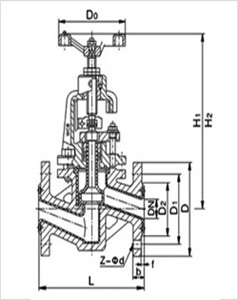 J41F46衬氟截止阀 (结构尺寸图) 