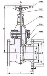 Z45T暗杆铸铁闸阀 (外形尺寸图) 