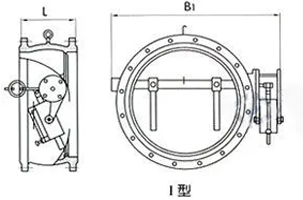 H47X蝶式缓冲止回阀 结构尺寸图 