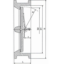H76W对夹式双瓣止回阀 (结构尺寸图) 